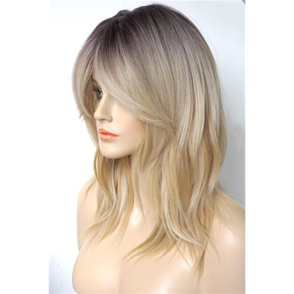 Medium Length Layered Wigs Ombre Blonde - Picture 4 of 5